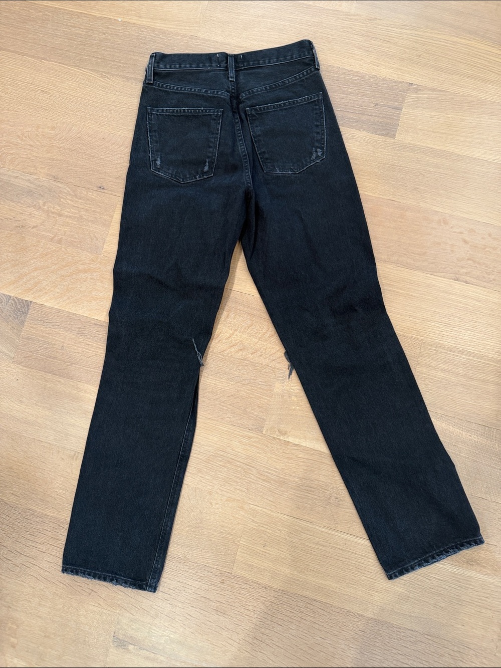 Agolde Black Distressed Slim Straight Men's Jeans - Picture 4 of 4